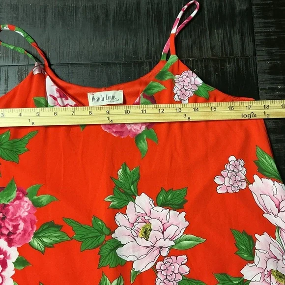 Peach Love California Red Floral Dress small red and pink floral - Picture 11 of 12